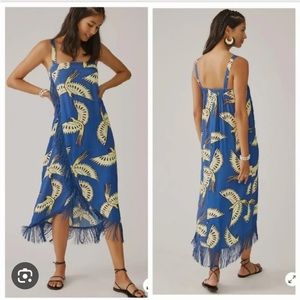 Farm Rio x Anthropologie fringe hem midi dress